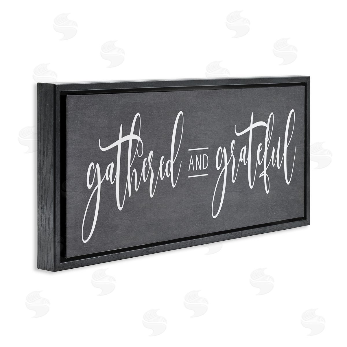 Lettered and Lined Gathered & Grateful Fancy Cursive Thankful Family