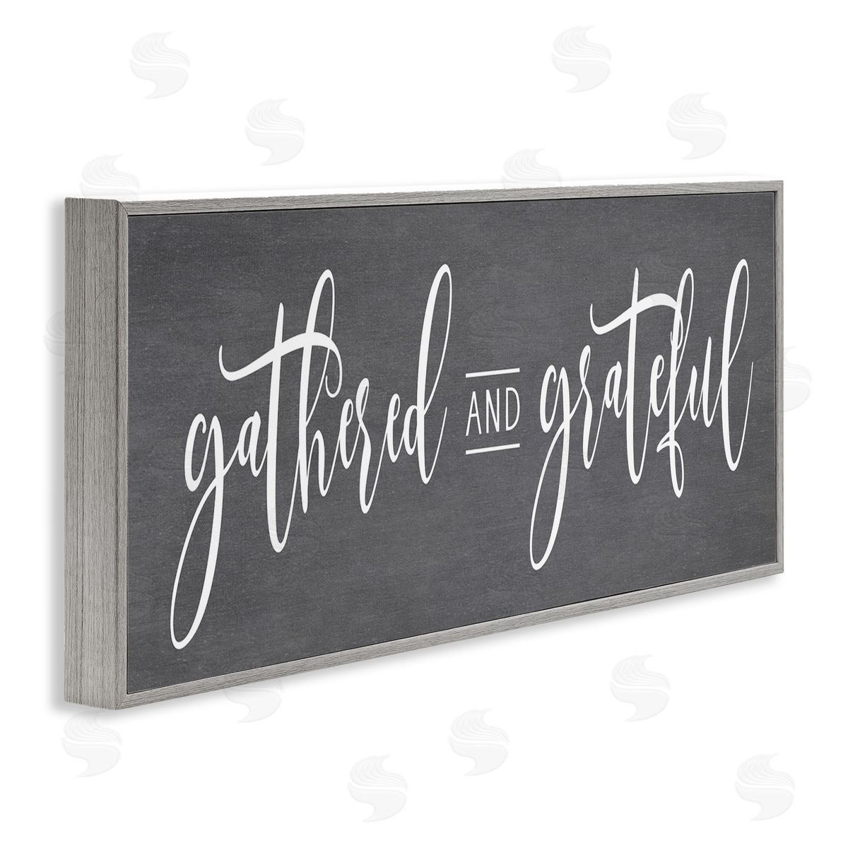 Lettered and Lined Gathered & Grateful Fancy Cursive Thankful Family