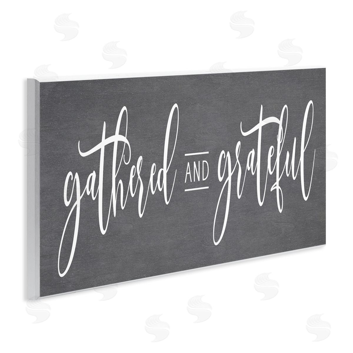 Lettered and Lined Gathered & Grateful Fancy Cursive Thankful Family