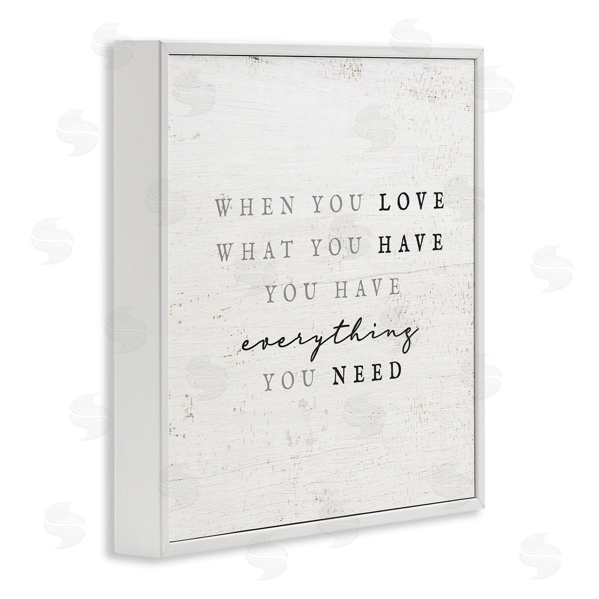 Stupell Studio Love What You Have Reassuring Rustic Quote White Framed Glicee Wall Art Print
