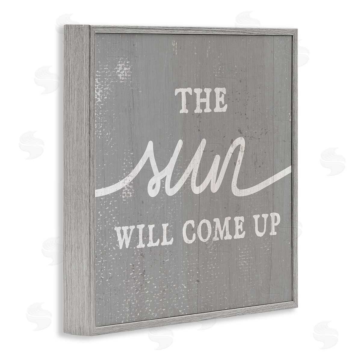 Stupell Studio Sun Will Come Up Uplifting Rustic Plank Pattern Gray Framed Glicee Wall Art Print