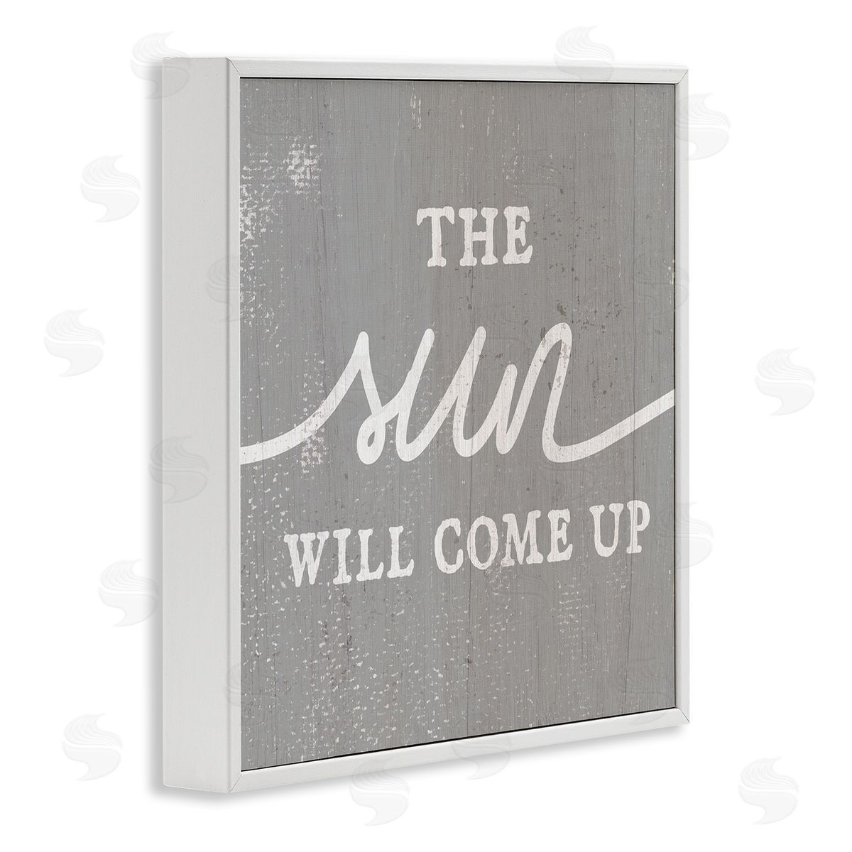 Stupell Studio Sun Will Come Up Uplifting Rustic Plank Pattern White Framed Glicee Wall Art Print