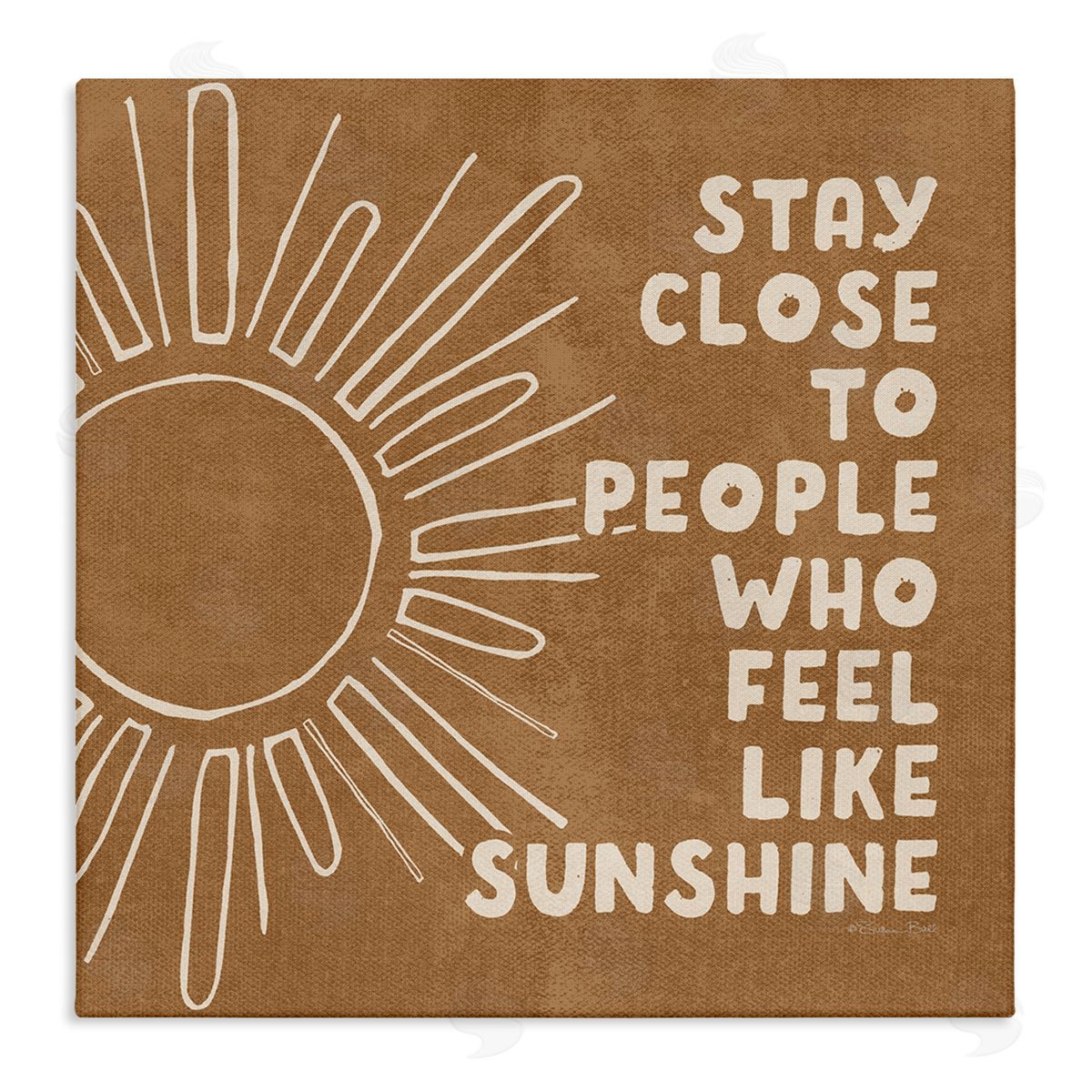 Susan Ball Feel Like Sunshine Supportive Friendship Boho Sun Rays Stretched Canvas Wall Art Print