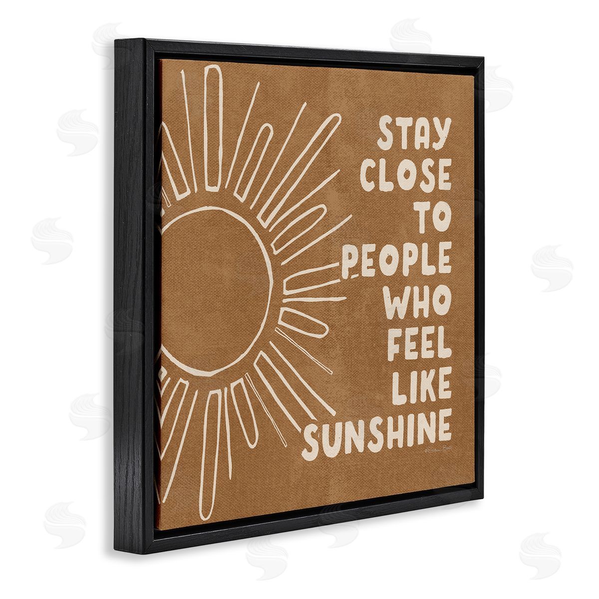 Susan Ball Feel Like Sunshine Supportive Friendship Boho Sun Rays Black Floating Frame Canvas Wall Art Print