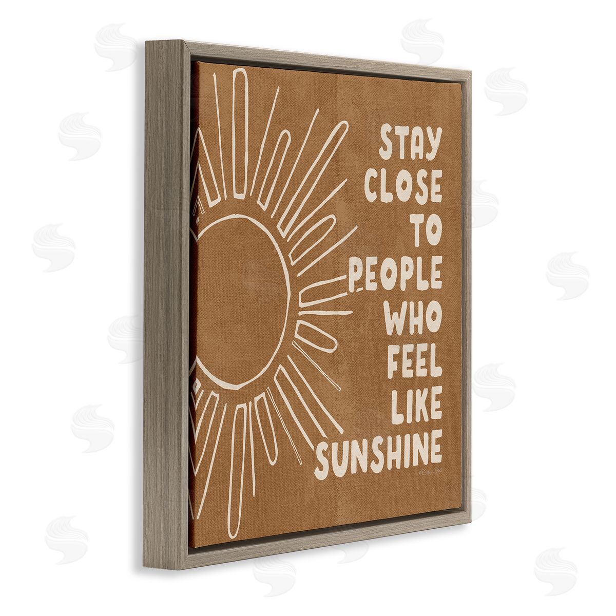 Susan Ball Feel Like Sunshine Supportive Friendship Boho Sun Rays Brown Floating Frame Canvas Wall Art Print