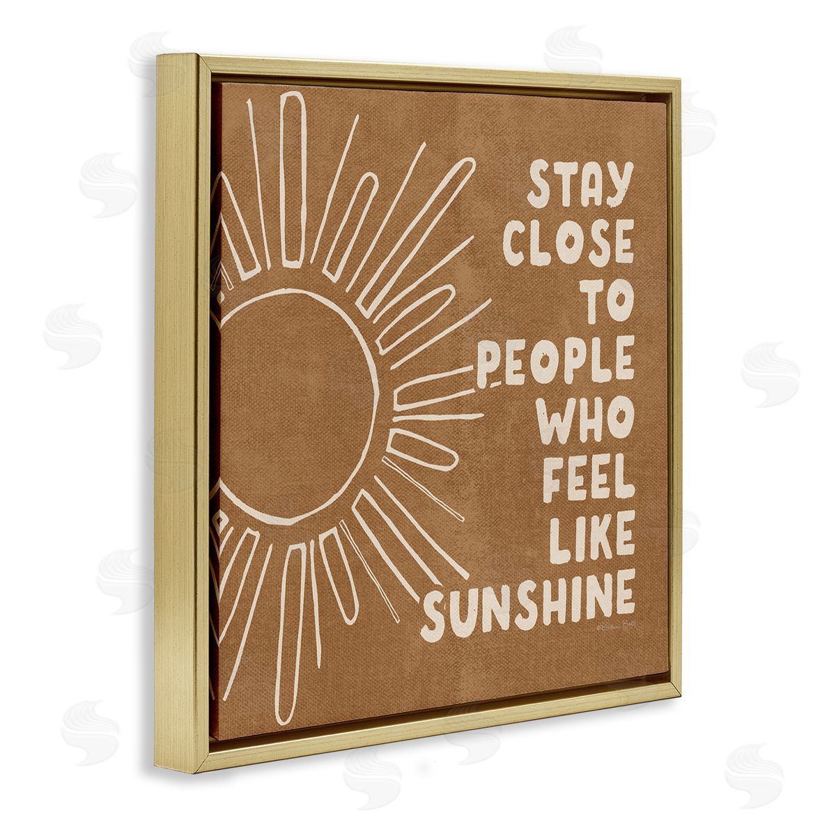 Susan Ball Feel Like Sunshine Supportive Friendship Boho Sun Rays Gold Floating Frame Canvas Wall Art Print