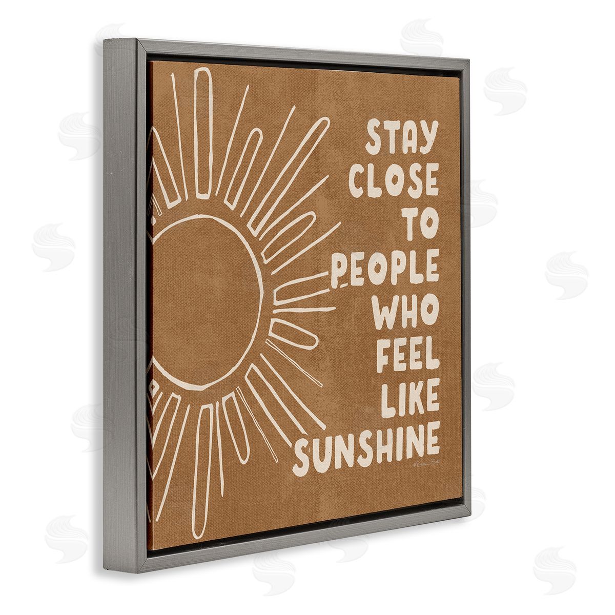 Susan Ball Feel Like Sunshine Supportive Friendship Boho Sun Rays Gray Floating Frame Canvas Wall Art Print