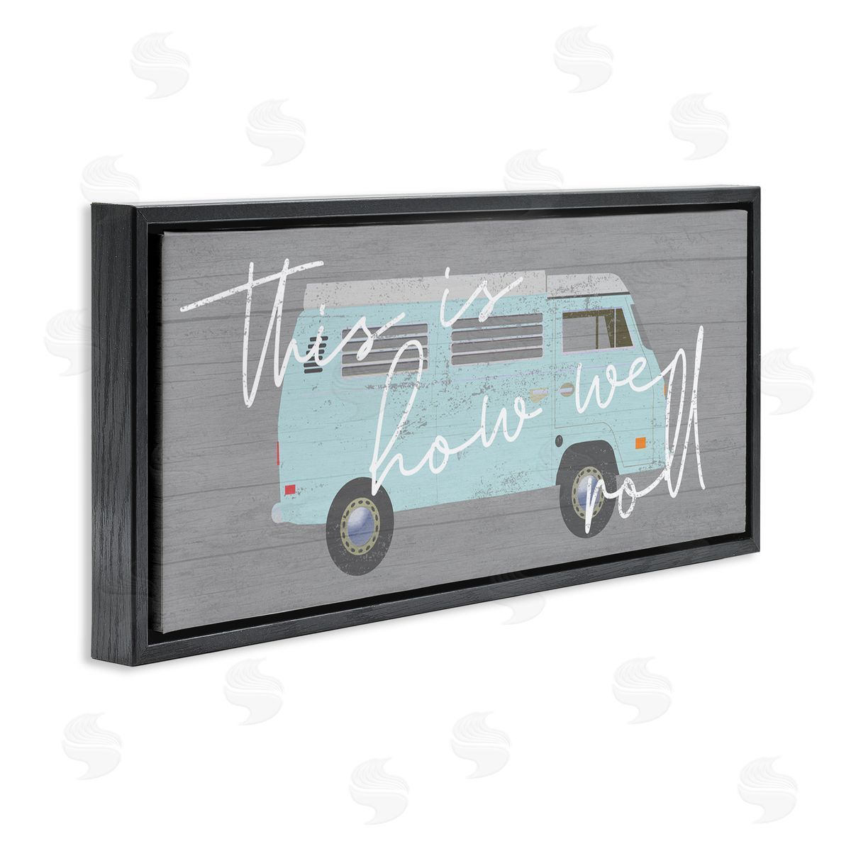 Stupell Studio How We Roll Blue Travel Van Bus Vintage Calligraphy
