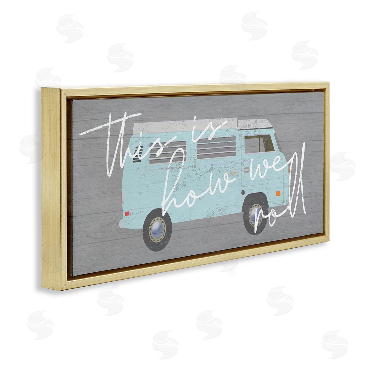 Stupell Studio How We Roll Blue Travel Van Bus Vintage Calligraphy