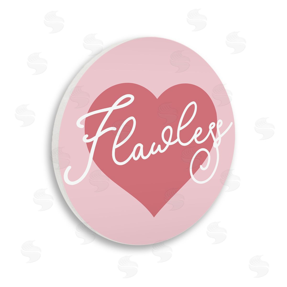 Stupell Studio Pastel Pink Flawless Adorable Cursive Script Heart Wooden Wall Plaque Art Print