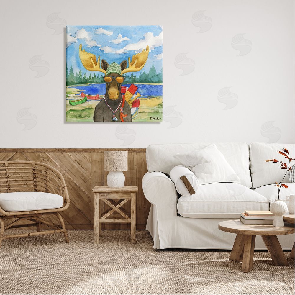 Paul Brent Happy Camper Life Guard Moose Canvas Wall Art in Room