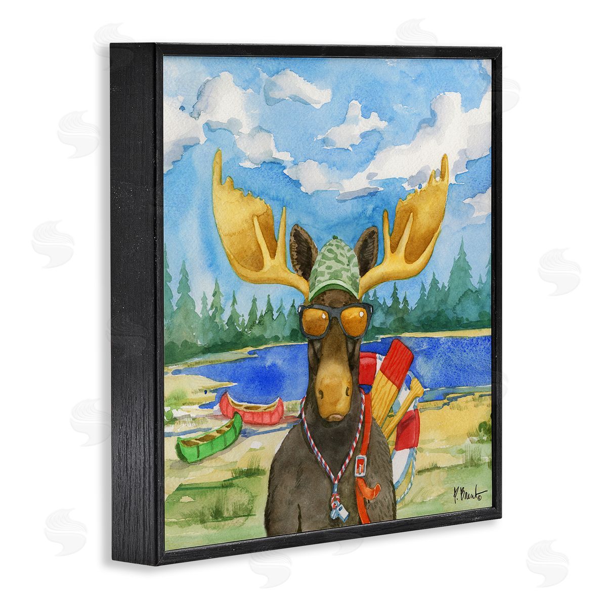 Paul Brent Happy Camper Life Guard Moose Black Framed Glicee Wall Art Print