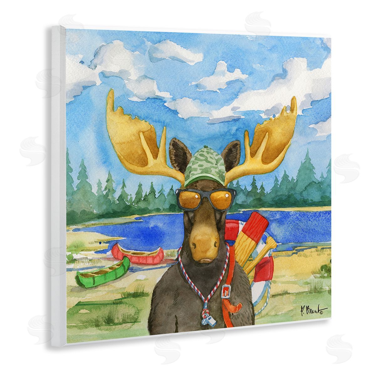 Paul Brent Happy Camper Life Guard Moose Wooden Wall Plaque Art Print