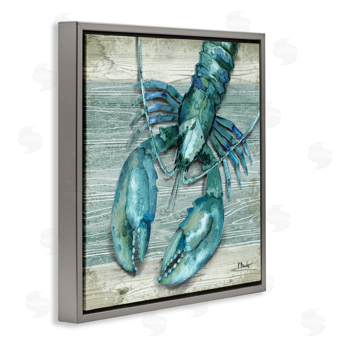 Northpoint Lobster Rustic Sealife Grey Floating Frame Canvas Wall Art, Home Decor by Paul Brent