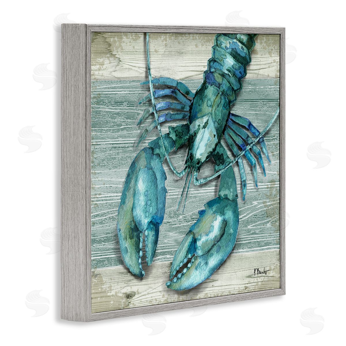 Northpoint Lobster Rustic Sealife Grey Frame Print Wall Art, Home Decor by Paul Brent