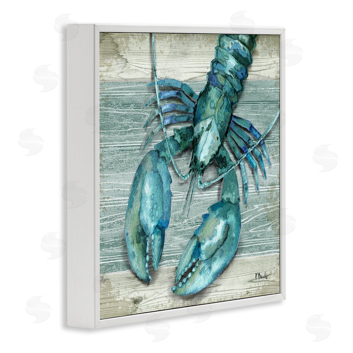 Northpoint Lobster Rustic Sealife White Frame Print Wall Art, Home Decor by Paul Brent