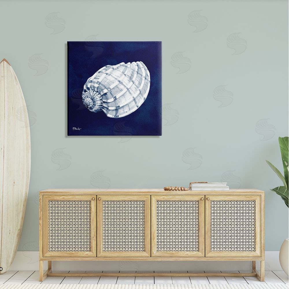 Paul Brent Cyanotype Shells Coastal Illustration Canvas Wall Art in Room