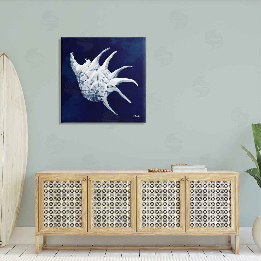 Paul Brent Cyanotype Shells Traditional Conch Canvas Wall Art in Room