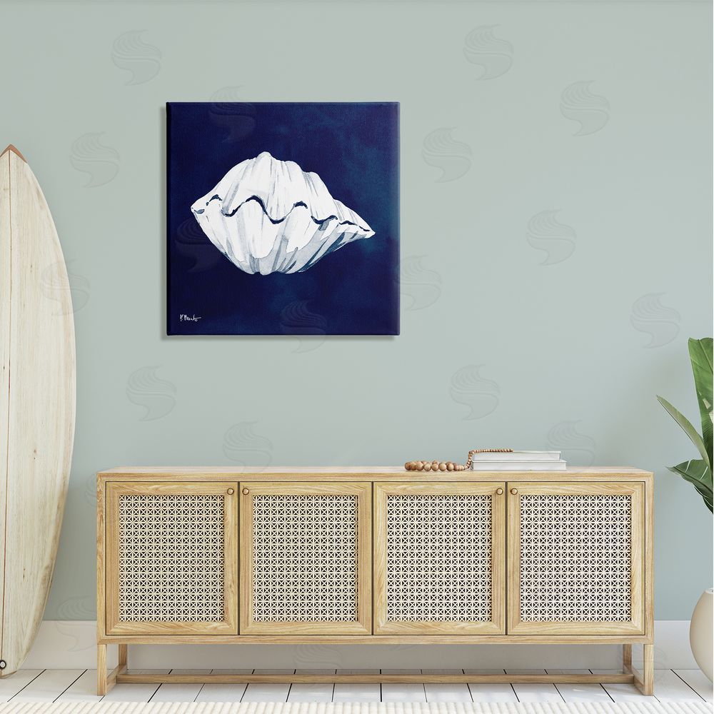 Paul Brent Cyanotype Shells Coastal Clam Canvas Wall Art in Room