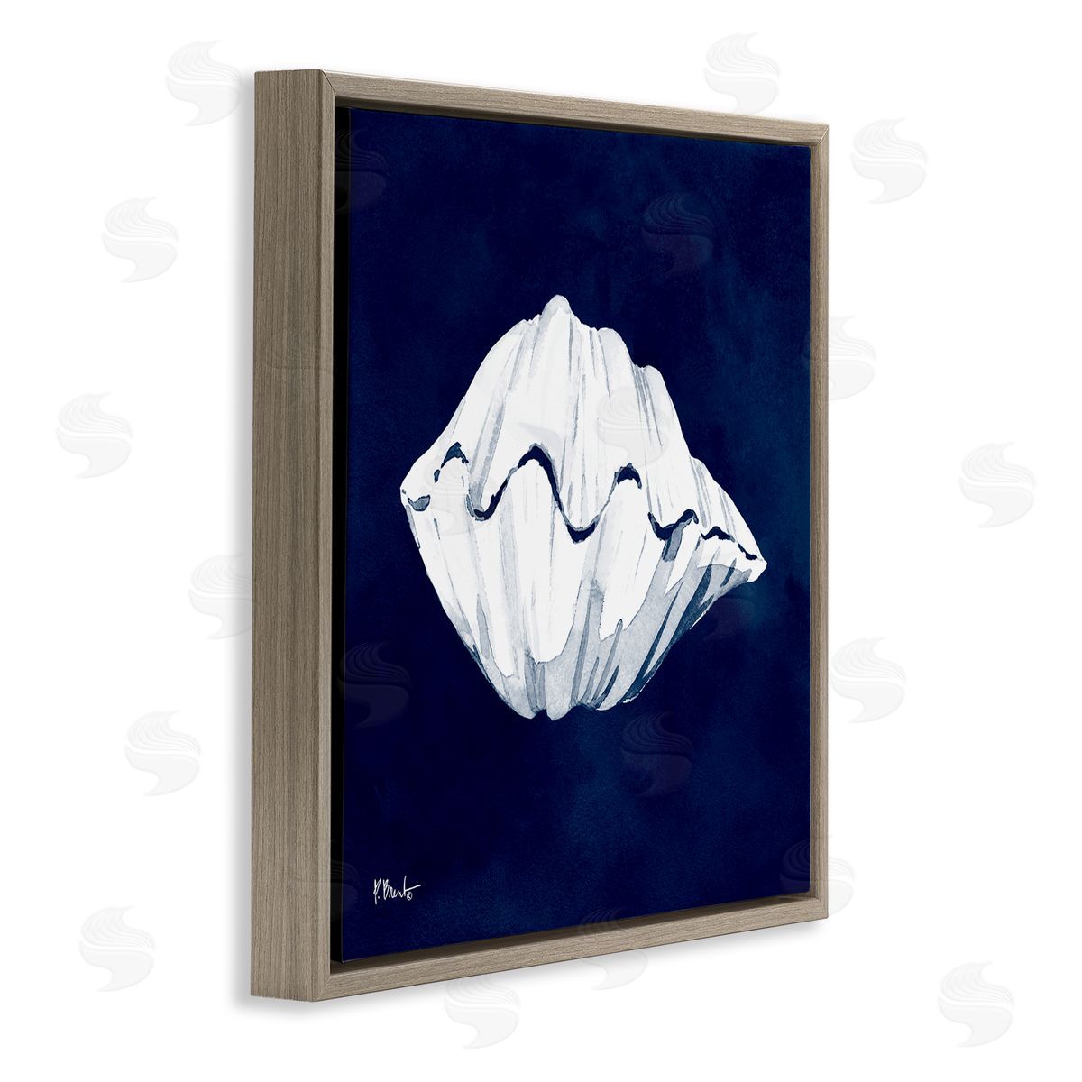 Paul Brent Cyanotype Shells Coastal Clam Brown Floating Frame Canvas Wall Art Print
