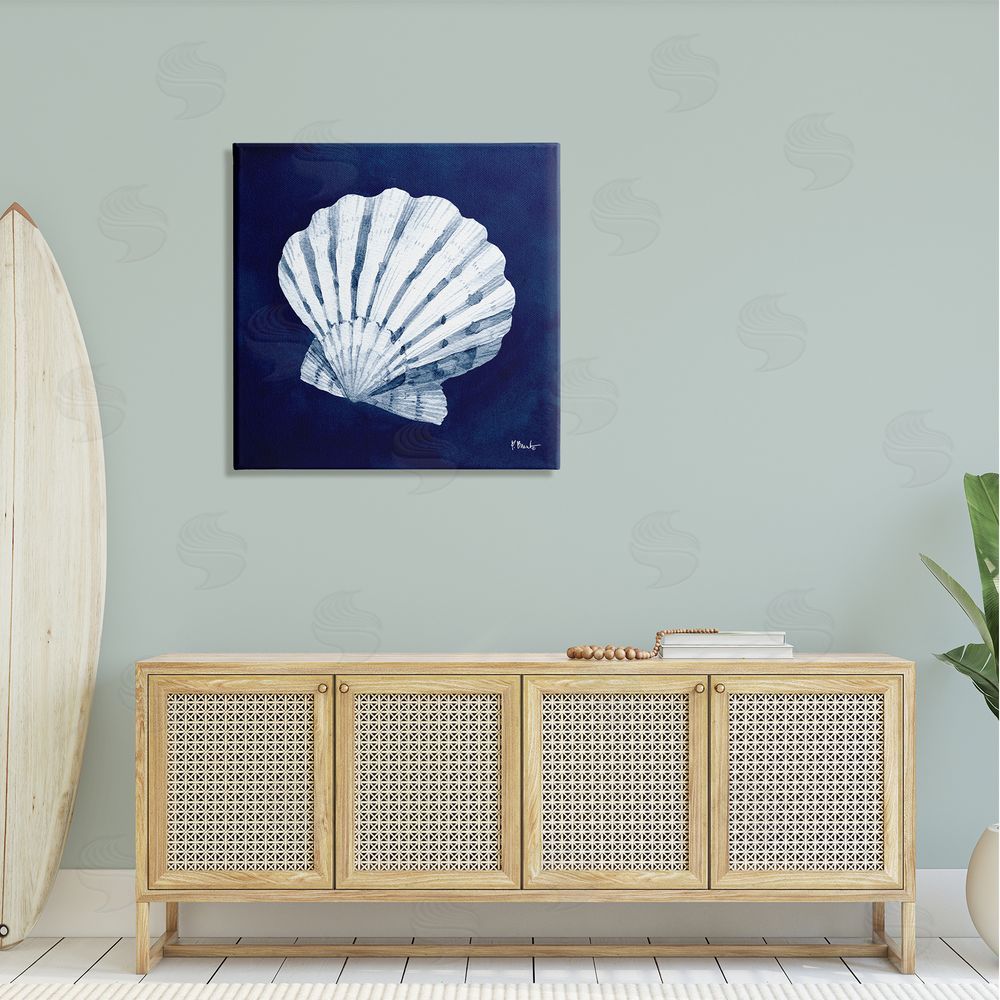 Paul Brent Cyanotype Shells Traditional Scallop Canvas Wall Art in Room