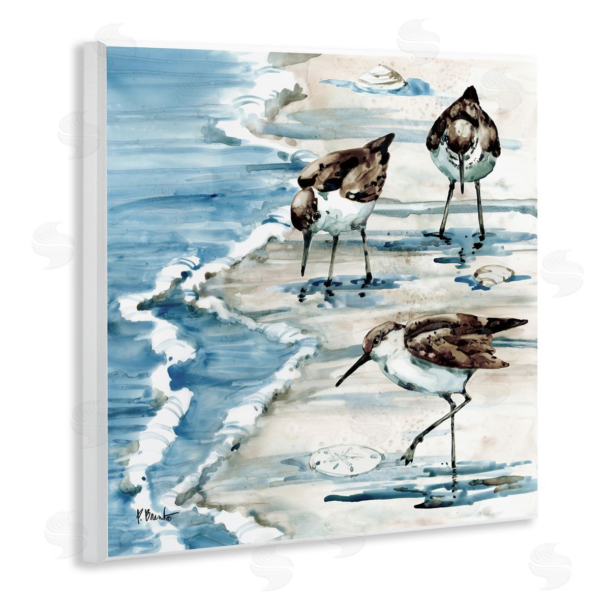 Paul Brent Rockhampton Sandpipers Beach Grazing Wooden Wall Plaque Art Print