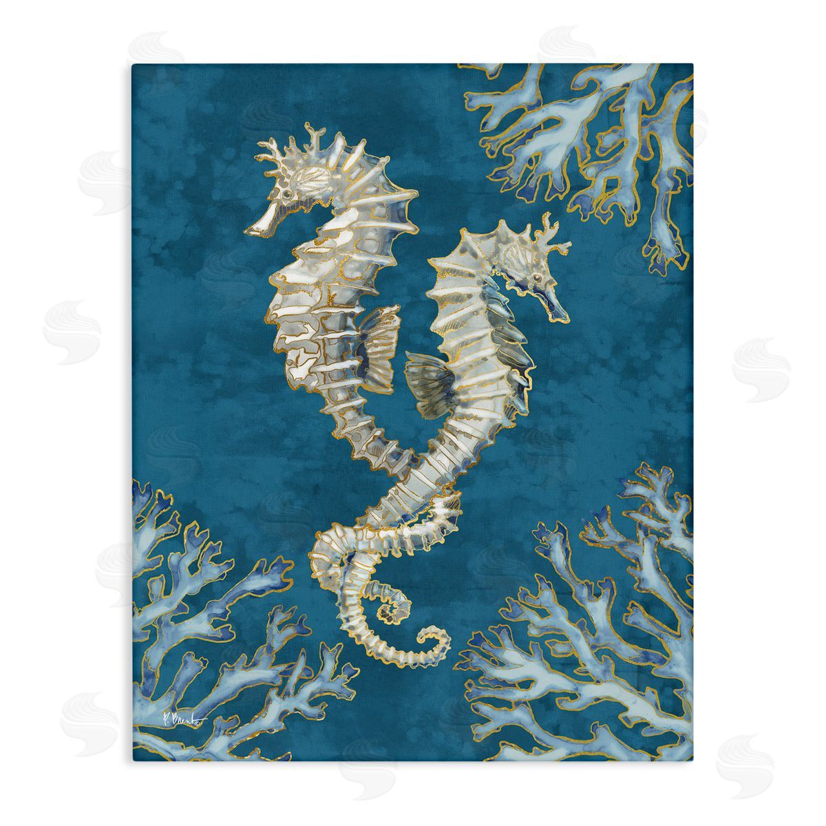 Intertwined Seahorses Playa Sealife Canvas Wall Art, Home Decor by Paul Brent