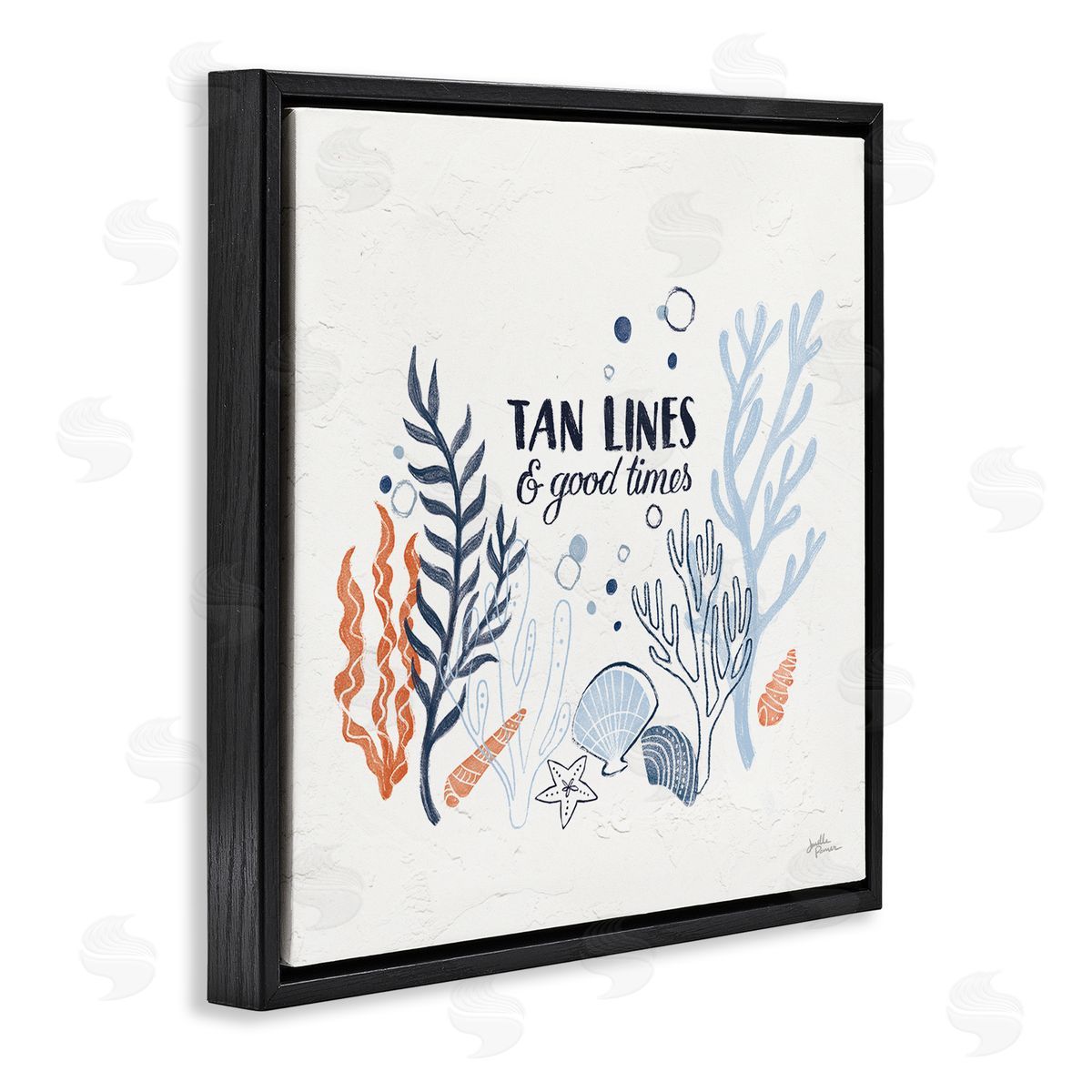 Janelle Penner Tan Lines & Good Times Beach Quote Black Floating Frame Canvas Wall Art Print
