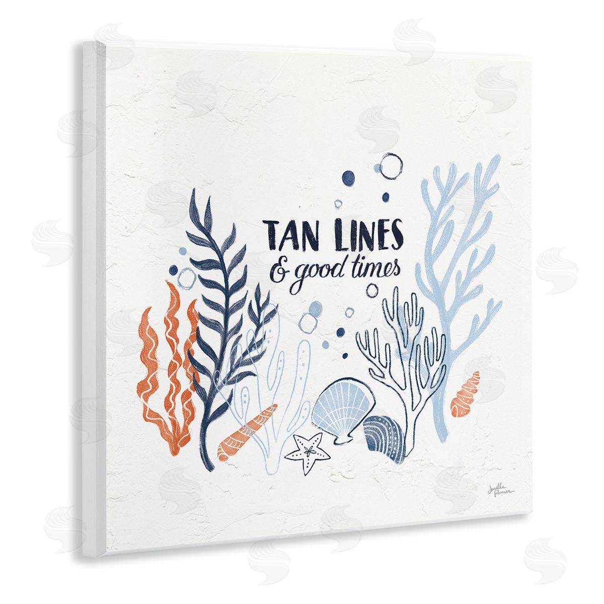 Janelle Penner Tan Lines & Good Times Beach Quote Wooden Wall Plaque Art Print