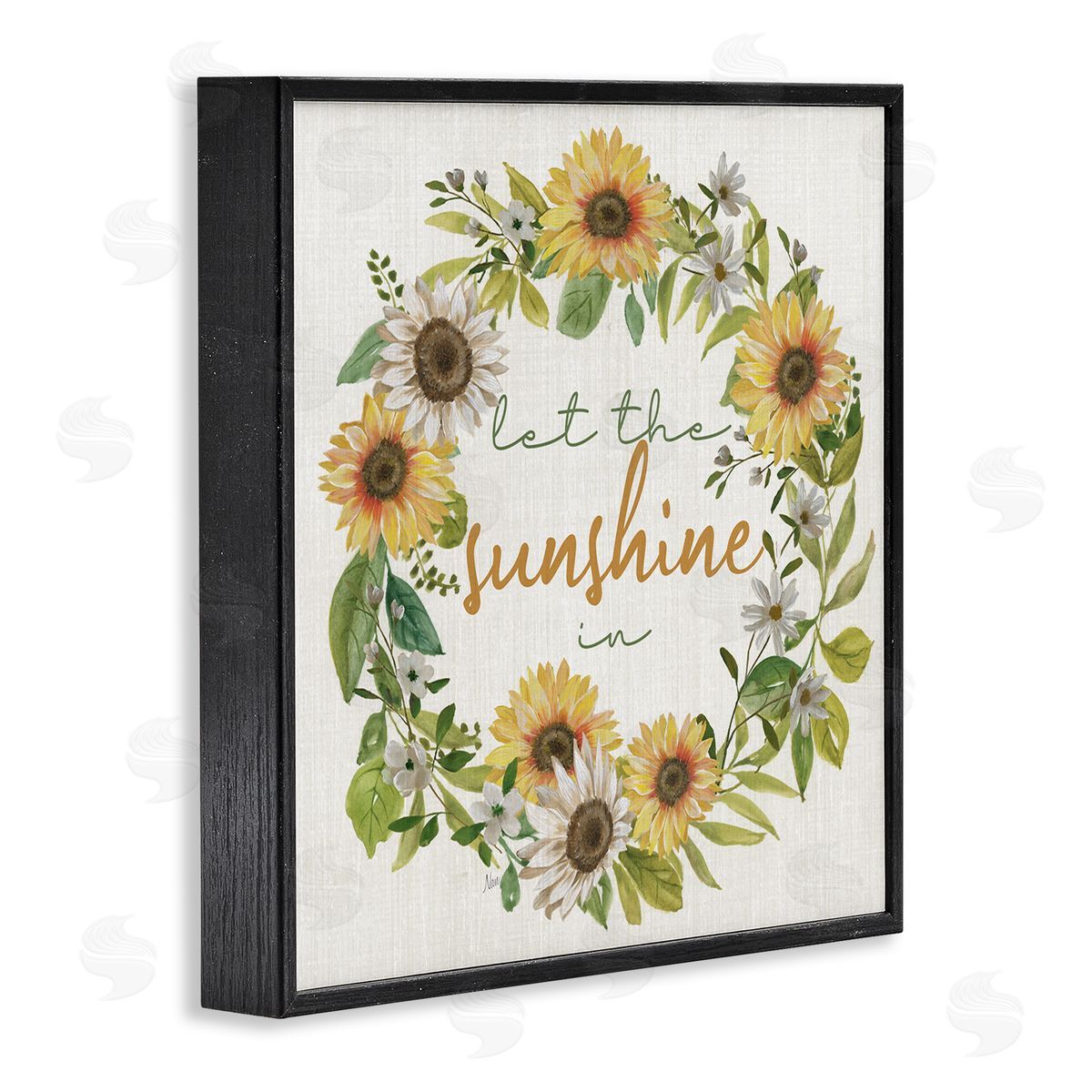 Nan Let Sunshine In Sunflower Wreath Black Framed Glicee Wall Art Print