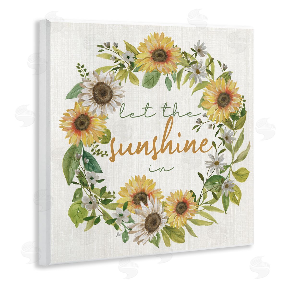Nan Let Sunshine In Sunflower Wreath Wooden Wall Plaque Art Print