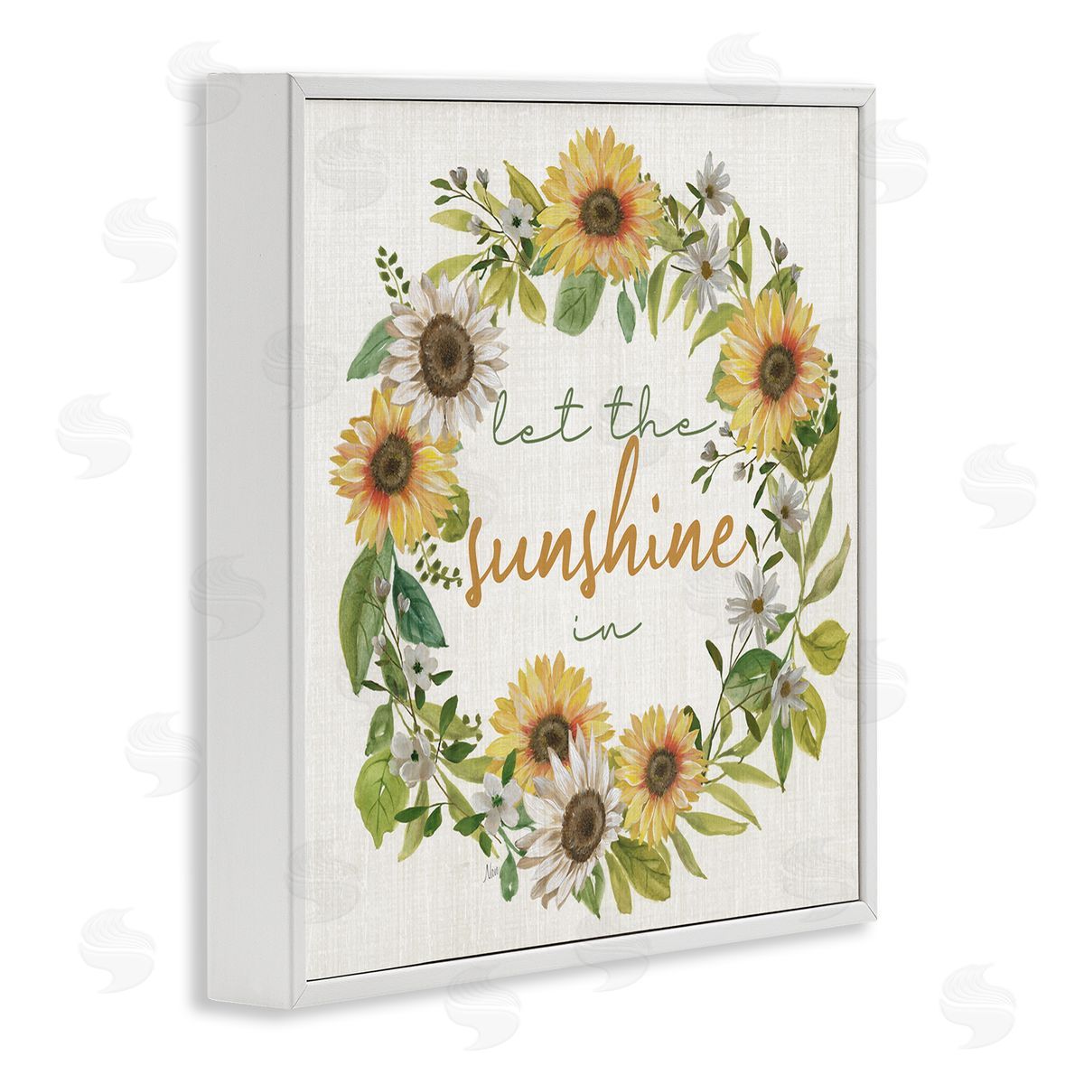 Nan Let Sunshine In Sunflower Wreath White Framed Glicee Wall Art Print