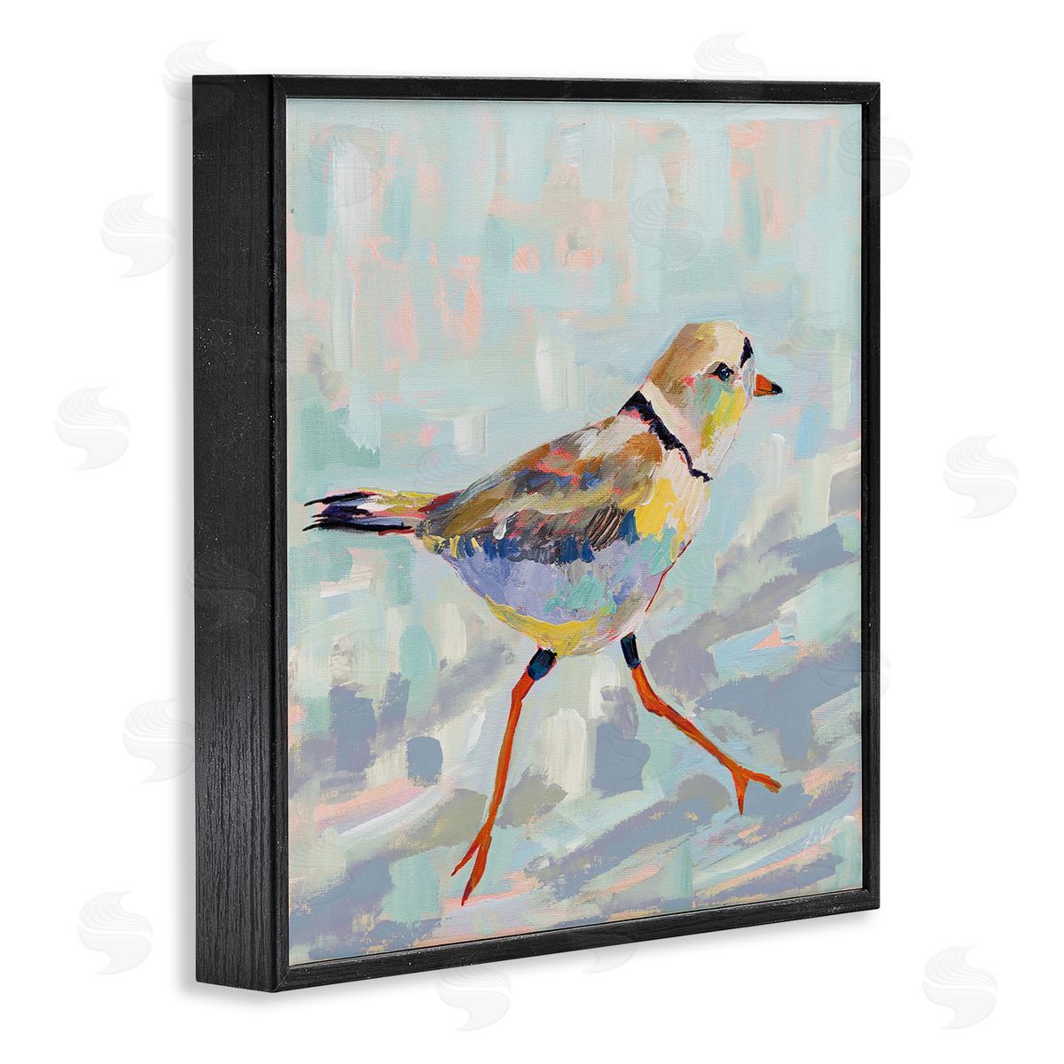 Jeanette Vertentes Coastal Plover Abstract Bird Black Framed Glicee Wall Art Print