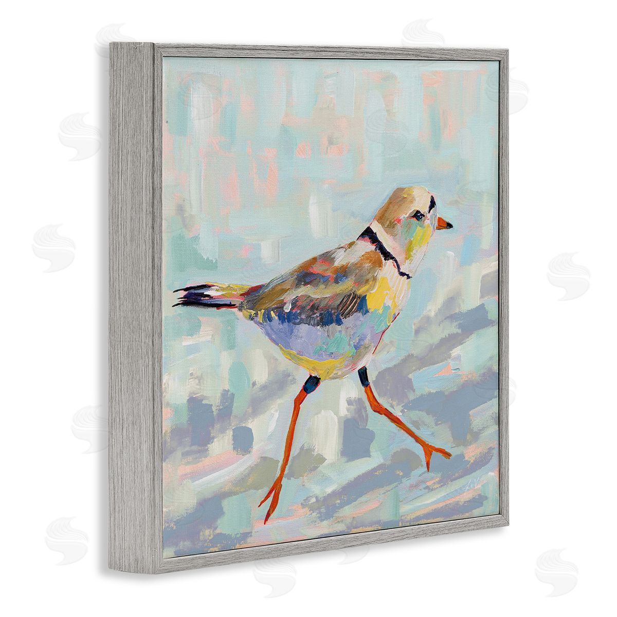 Jeanette Vertentes Coastal Plover Abstract Bird Gray Framed Glicee Wall Art Print