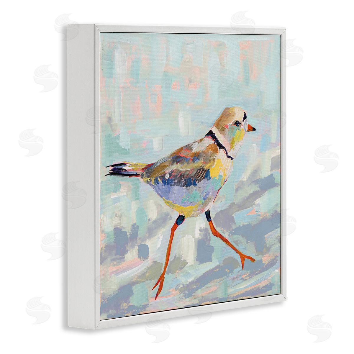Jeanette Vertentes Coastal Plover Abstract Bird White Framed Glicee Wall Art Print