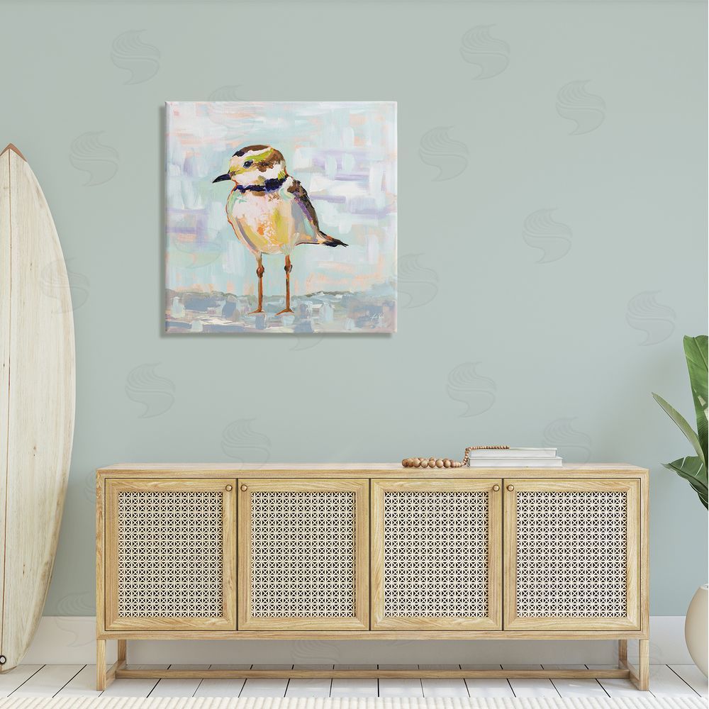 Jeanette Vertentes Coastal Plover Patchwork Abstract Canvas Wall Art in Room