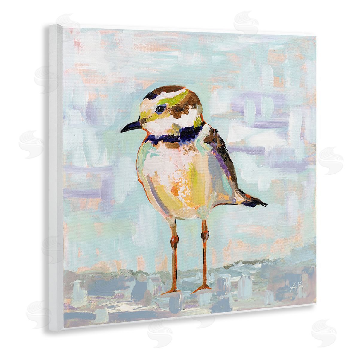 Jeanette Vertentes Coastal Plover Patchwork Abstract Wooden Wall Plaque Art Print
