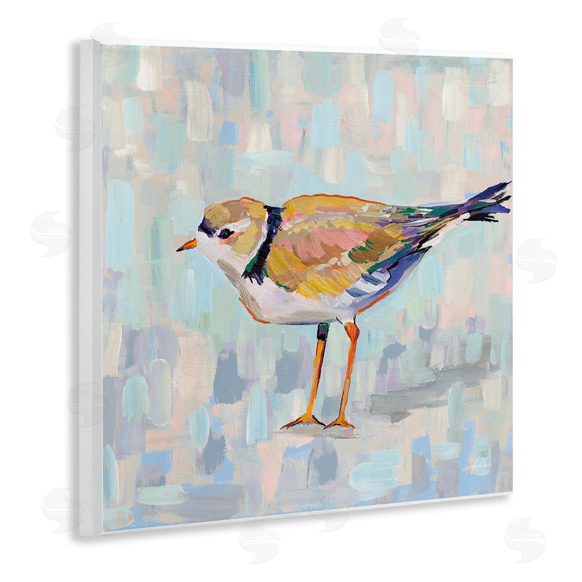 Jeanette Vertentes Coastal Plover Abstract Patchwork Bird Wooden Wall Plaque Art Print