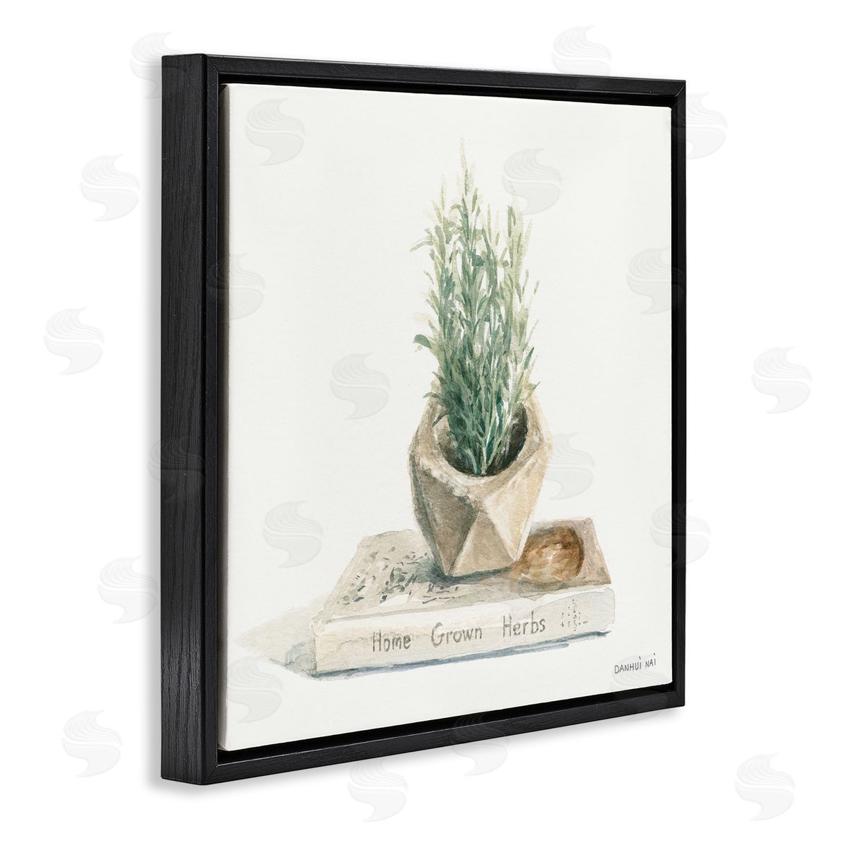 Danhui Nai Modest Herb Planter Book Black Floating Frame Canvas Wall Art Print