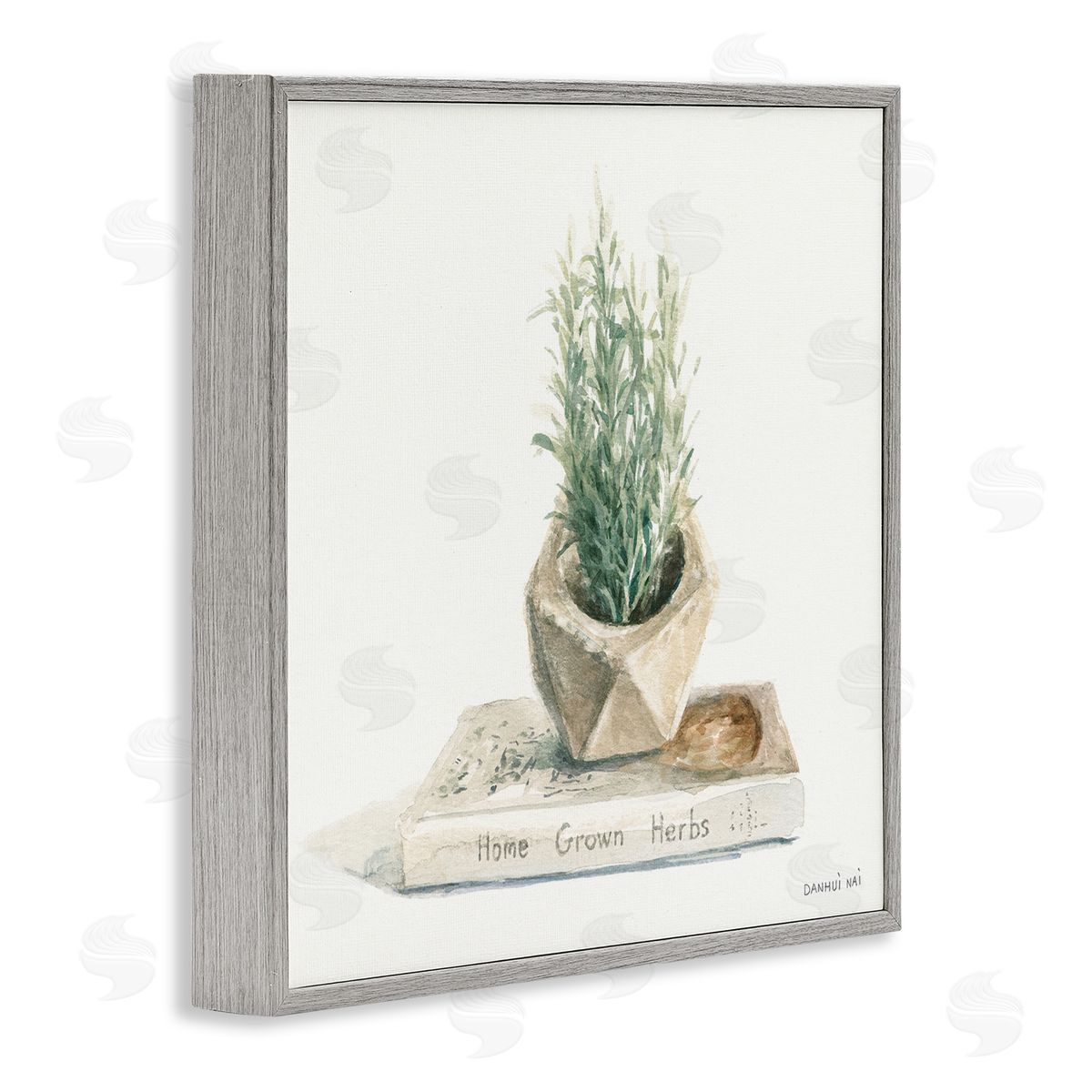Danhui Nai Modest Herb Planter Book Gray Framed Glicee Wall Art Print