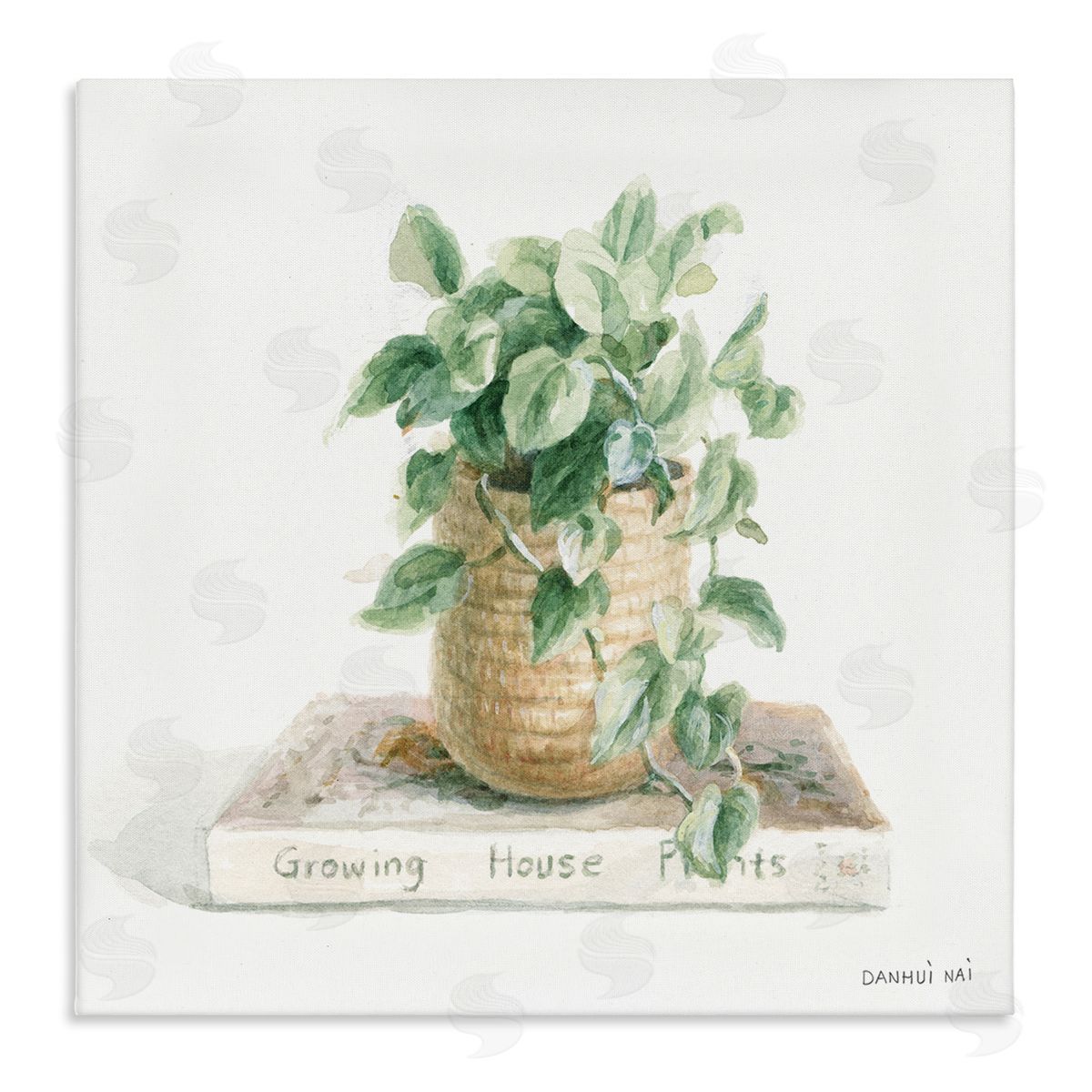 Danhui Nai Potted Plant on Garden Book Stretched Canvas Wall Art Print