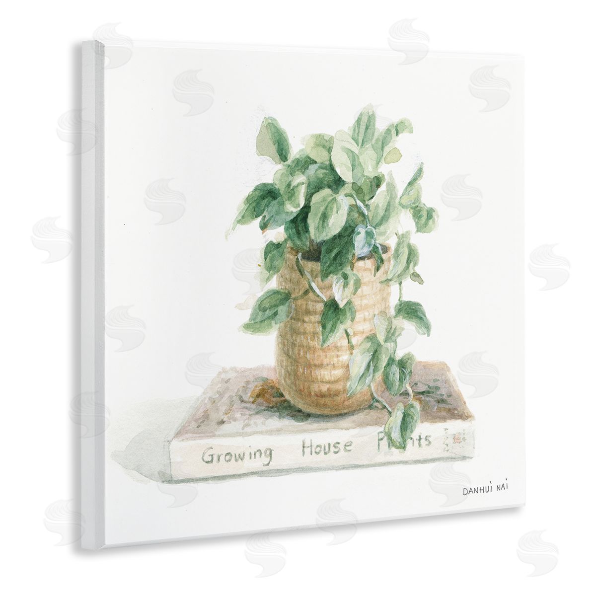 Danhui Nai Potted Plant on Garden Book Wooden Wall Plaque Art Print