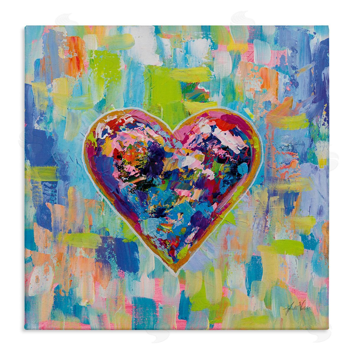 Jeanette Vertentes Contemporary Urban Style Heart Shape Stretched Canvas Wall Art Print