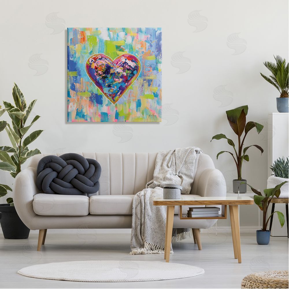 Jeanette Vertentes Contemporary Urban Style Heart Shape Canvas Wall Art in Room