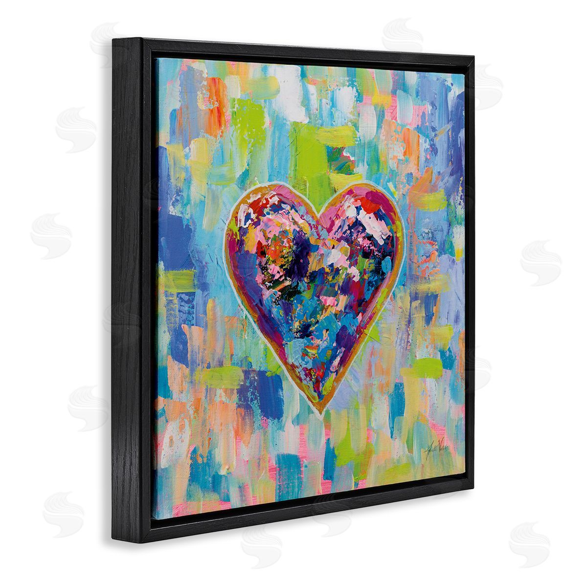 Jeanette Vertentes Contemporary Urban Style Heart Shape Black Floating Frame Canvas Wall Art Print