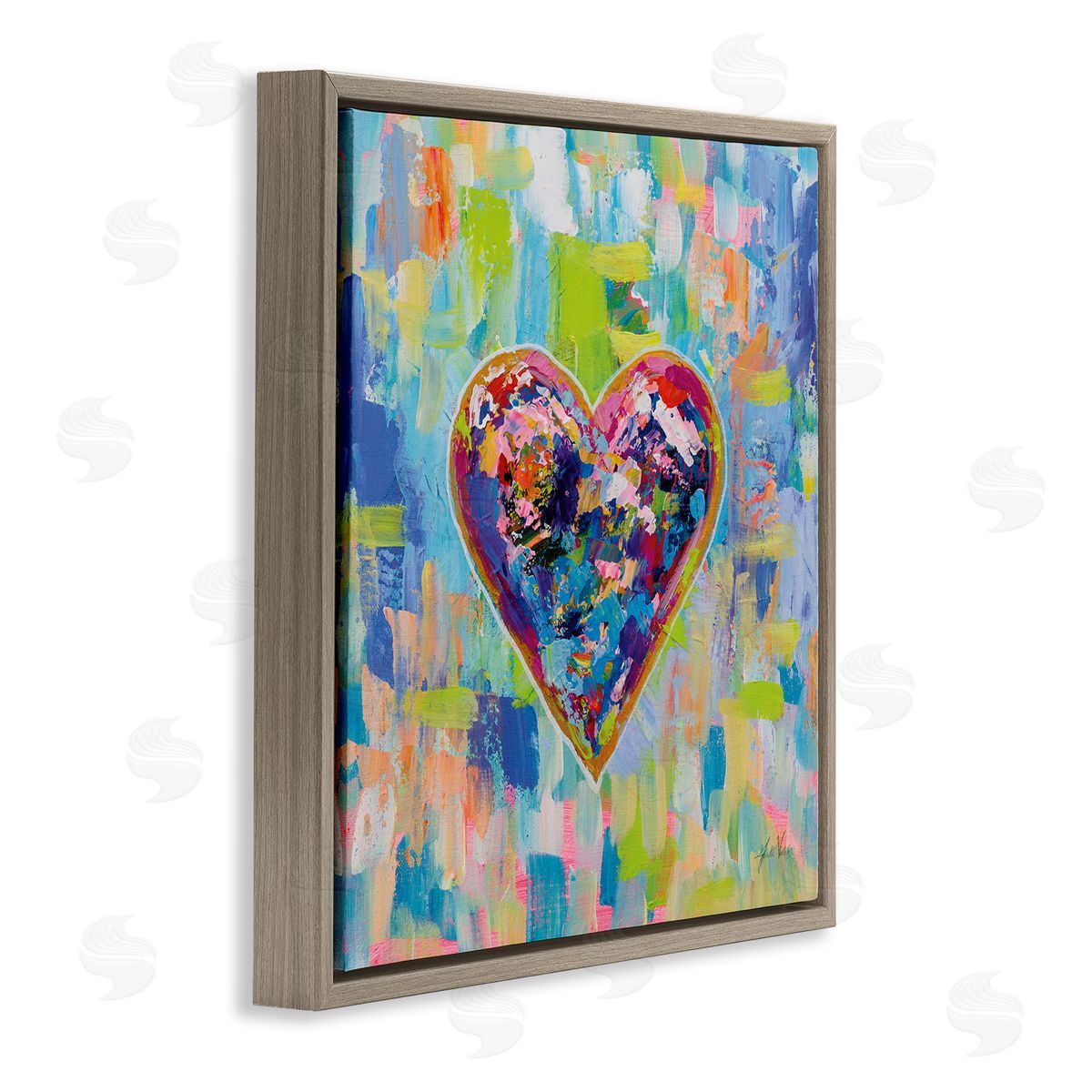 Jeanette Vertentes Contemporary Urban Style Heart Shape Brown Floating Frame Canvas Wall Art Print