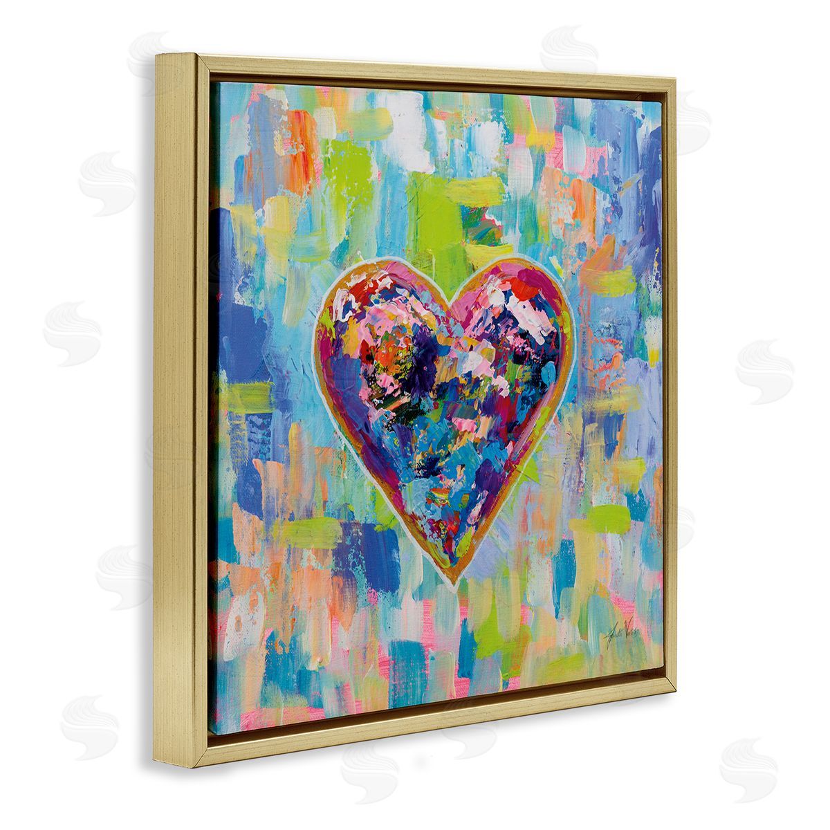 Jeanette Vertentes Contemporary Urban Style Heart Shape Gold Floating Frame Canvas Wall Art Print