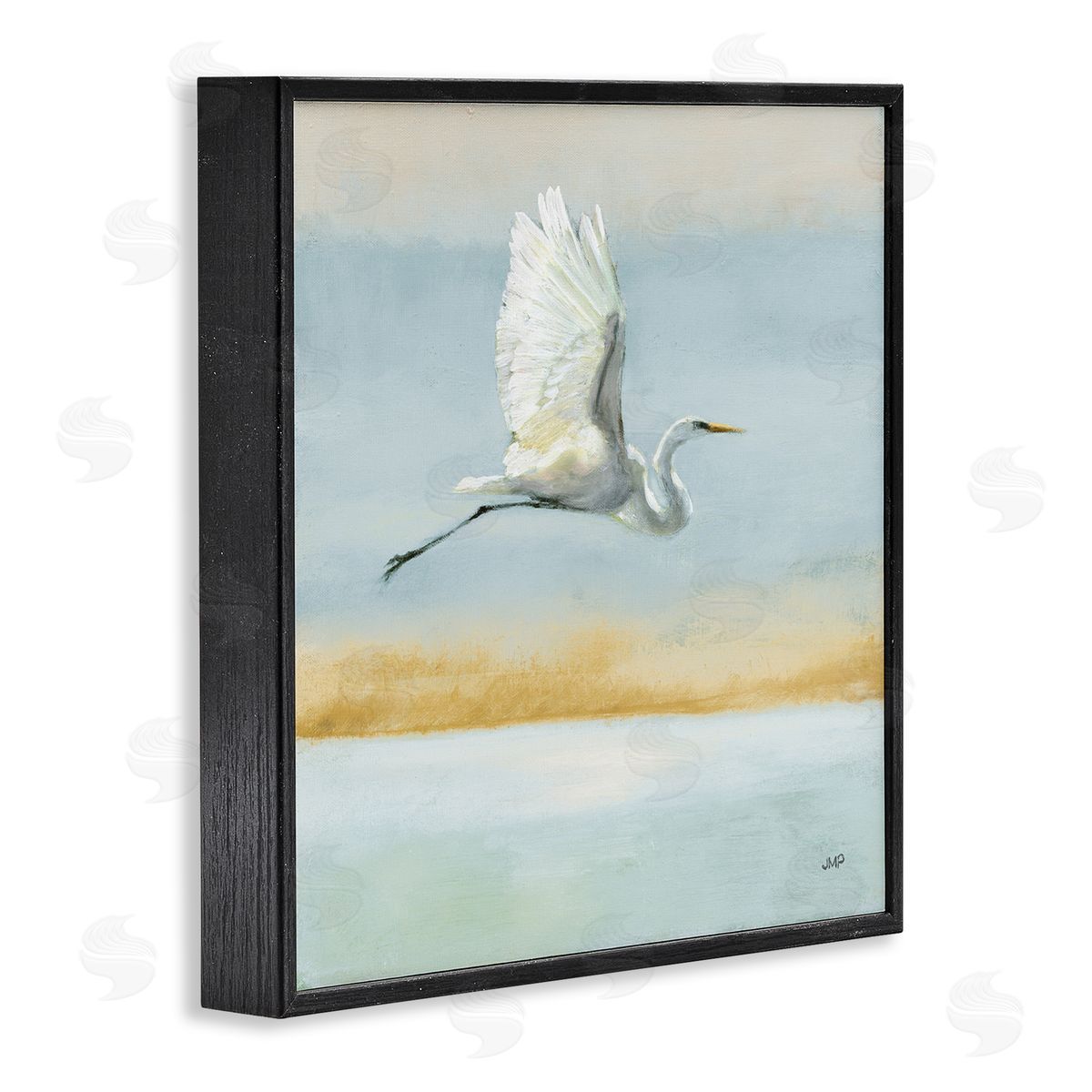 Julia Purinton Egret Bird Flying Ocean Breeze Black Framed Glicee Wall Art Print