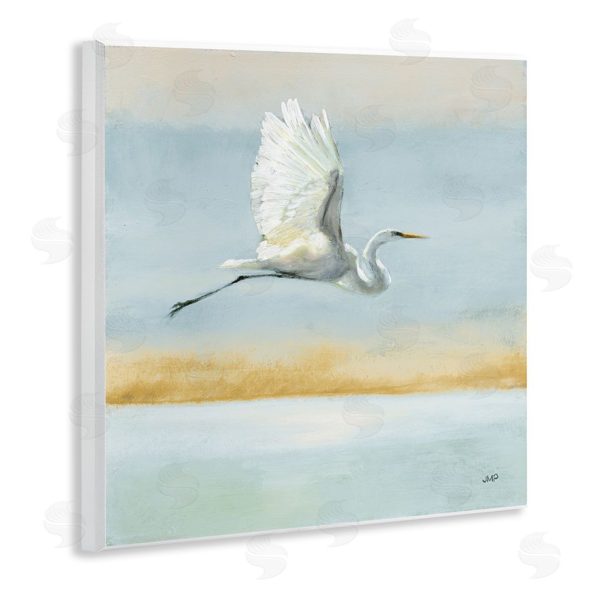 Julia Purinton Egret Bird Flying Ocean Breeze Wooden Wall Plaque Art Print