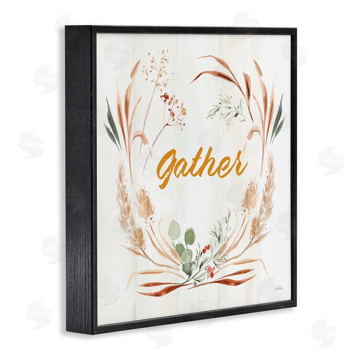 Katrina Pete Gather Phrase Herbs Wreath Black Framed Glicee Wall Art Print